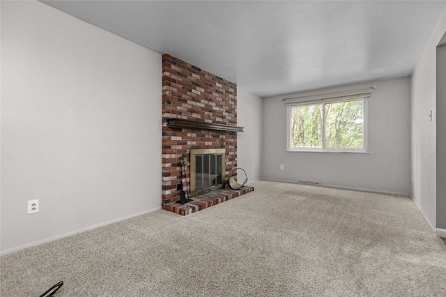 765 Brookshire Dr, Mccandless, PA 15237 - unfurnished living room with a brick fireplace, carpet, and baseboards