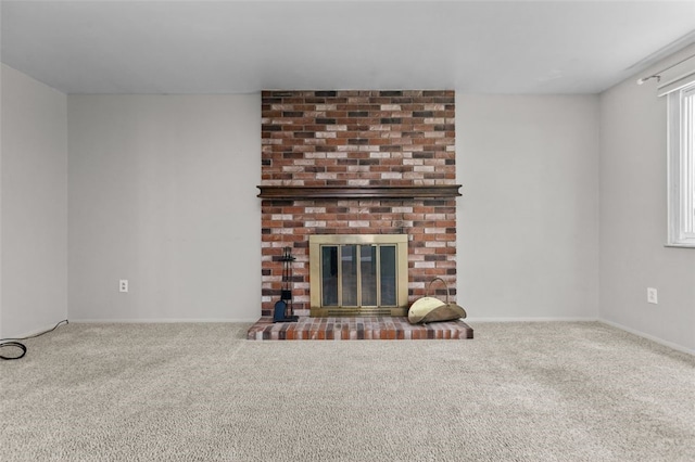 765 Brookshire Dr, Mccandless, PA 15237 - unfurnished living room featuring carpet, a fireplace, and baseboards
