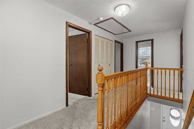 765 Brookshire Dr, Mccandless, PA 15237 - hall with an upstairs landing, attic access, and carpet flooring