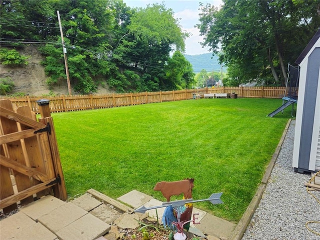 1099 Vine St, Coraopolis, PA 15108 - view of yard featuring a trampoline and a mountain view
