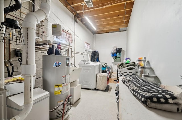 155 Pride Dr, Rostraver, PA 15012 - basement with water heater and independent washer and dryer