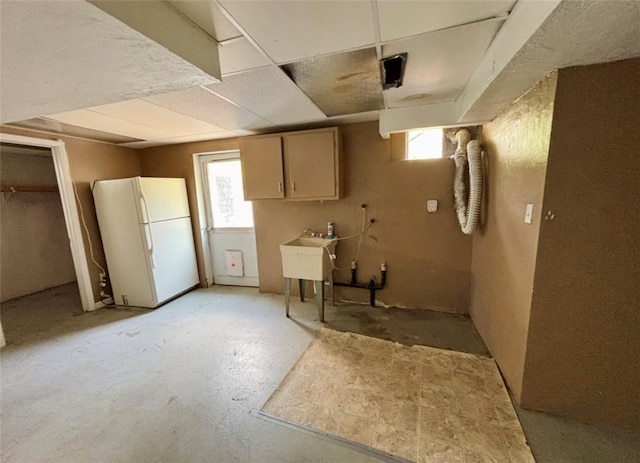 4184 Battle Ridge Rd, South Fayette, PA 15057 - basement featuring freestanding refrigerator and a sink