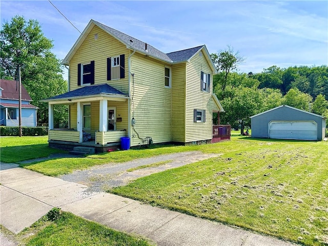1910 Hamilton St, New Castle/1St, PA 16101 - traditional home featuring covered porch, a detached garage, a front yard, and an outbuilding