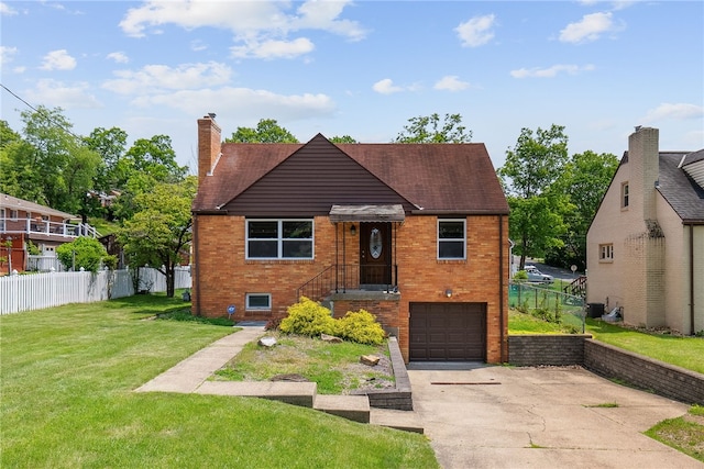 1368 Berryman Ave, South Park, PA 15129 - bungalow-style home with concrete driveway, a chimney, an attached garage, and brick siding
