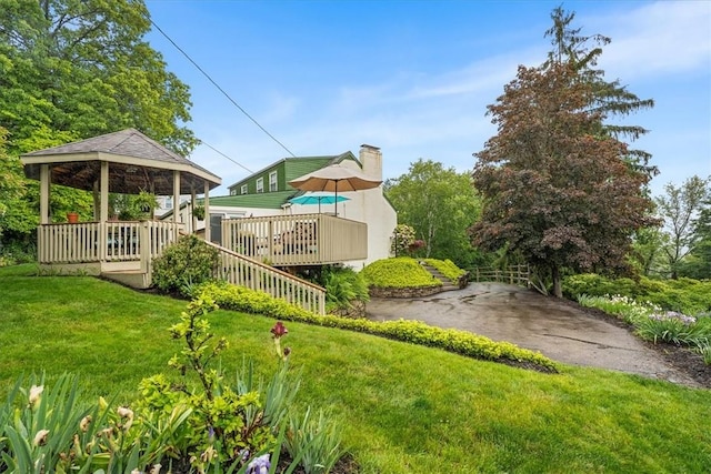 109 Parkview Rd, Ross Twp, PA 15237 - view of grassy yard featuring a gazebo and a wooden deck