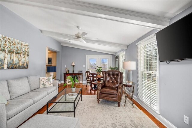 109 Parkview Rd, Ross Twp, PA 15237 - living room with wood finished floors, healthy amount of natural light, ceiling fan, and baseboards