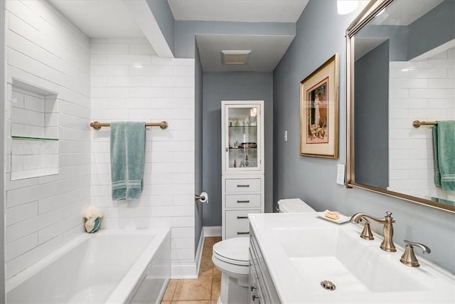 109 Parkview Rd, Ross Twp, PA 15237 - full bath with toilet, a tub, vanity, and tile patterned floors