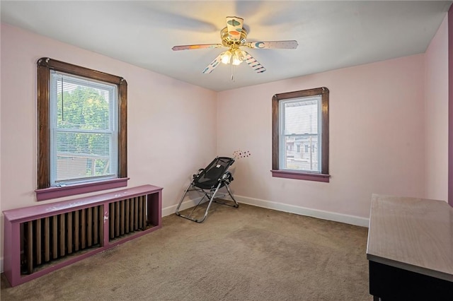 159 Jefferson Ave, Vandergrift Wml, PA 15690 - miscellaneous room with baseboards, carpet, ceiling fan, and radiator