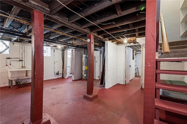 159 Jefferson Ave, Vandergrift Wml, PA 15690 - basement with electric water heater and a sink