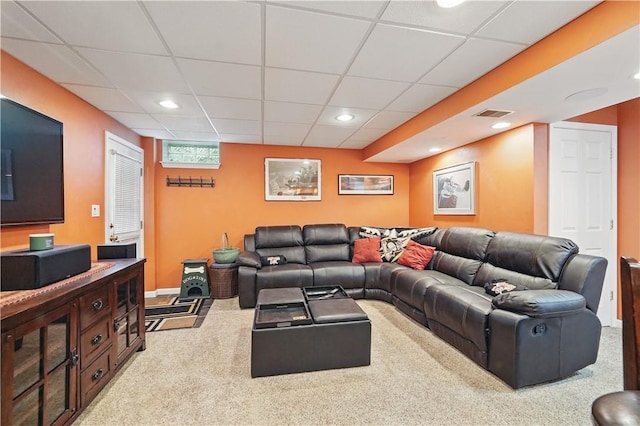 923 Arberdeen Dr, Hempfield Twp Wml, PA 15601 - carpeted living room featuring a drop ceiling and recessed lighting