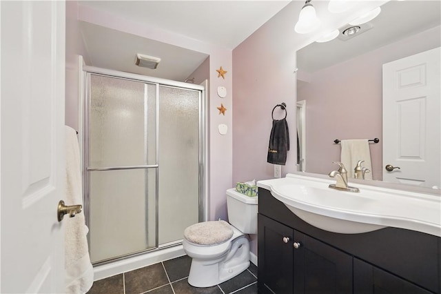 923 Arberdeen Dr, Hempfield Twp Wml, PA 15601 - full bath with vanity, a shower stall, toilet, and tile patterned flooring