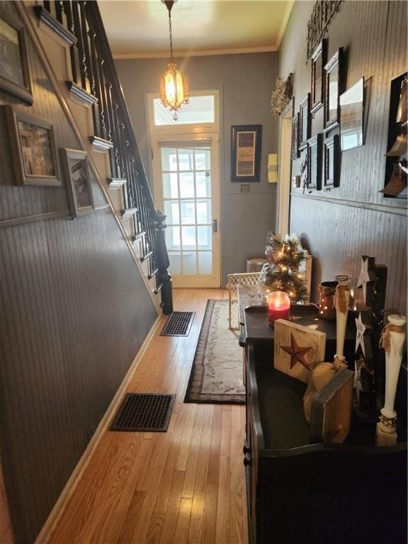 595 N Richhill St, Waynsbrg/Frankln Twp, PA 15370 - foyer featuring hardwood / wood-style floors, stairway, and ornamental molding