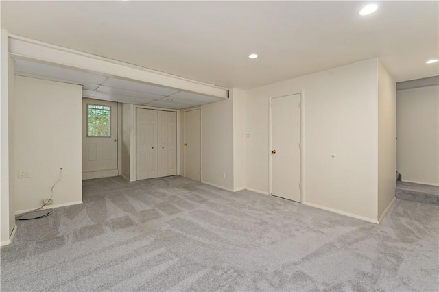 2603 19th St Unit E, Patterson Twp, PA 15010 - unfurnished bedroom with carpet flooring, baseboards, two closets, and recessed lighting