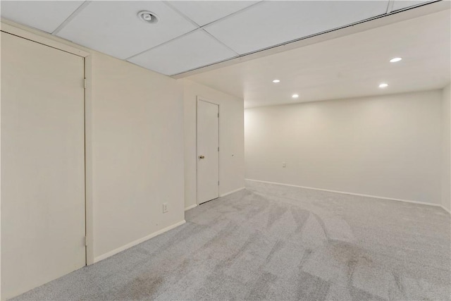 2603 19th St Unit E, Patterson Twp, PA 15010 - basement featuring light carpet, recessed lighting, and baseboards
