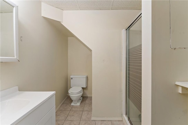 2603 19th St Unit E, Patterson Twp, PA 15010 - full bath with vanity, a shower stall, toilet, tile patterned flooring, and baseboards