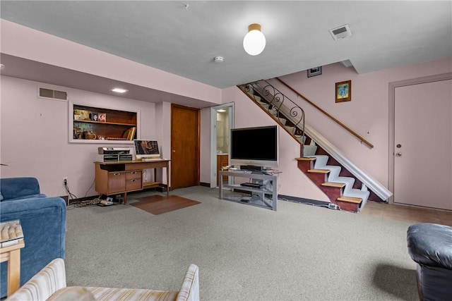 157 Kings Dale Rd, Churchill Boro, PA 15221 - living room with stairs and carpet floors