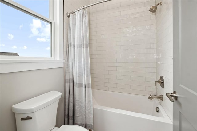 9660 Goehring Rd, Cranberry Twp, PA 16066 - bathroom with toilet, shower / bath combo, and healthy amount of natural light