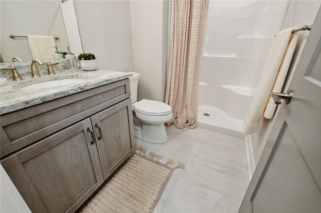 9660 Goehring Rd, Cranberry Twp, PA 16066 - full bathroom with toilet, vanity, curtained shower, and tile patterned floors