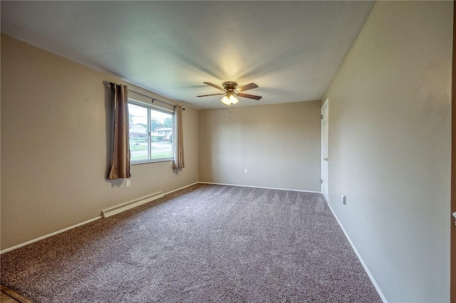 111 York Way, Center Twp Bea, PA 15061 - empty room featuring baseboard heating, ceiling fan, carpet, and baseboards