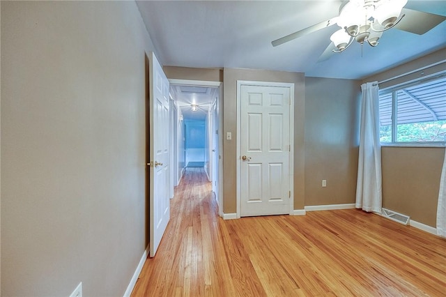 111 York Way, Center Twp Bea, PA 15061 - unfurnished bedroom featuring light wood-style flooring, attic access, baseboards, and ceiling fan