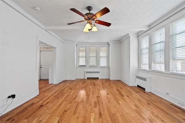 3565 Gerber Ave, Brighton Heights, PA 15212 - unfurnished room featuring radiator, light wood-type flooring, ceiling fan, a smoke detector, and ornamental molding