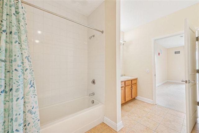5570 Centre Ave Unit 306, Shadyside, PA 15232 - bathroom featuring shower / bath combination with curtain, tile patterned flooring, and vanity