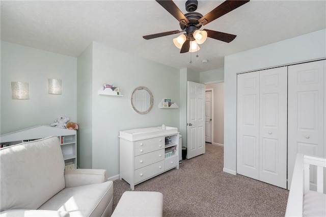 132 Naughton Cir, Forward Twp But, PA 16033 - carpeted bedroom with baseboards, a closet, and ceiling fan