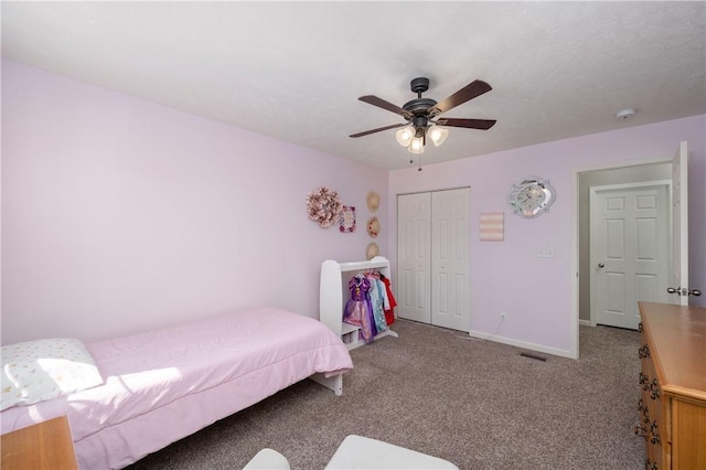 132 Naughton Cir, Forward Twp But, PA 16033 - bedroom featuring a closet, carpet floors, a ceiling fan, and baseboards