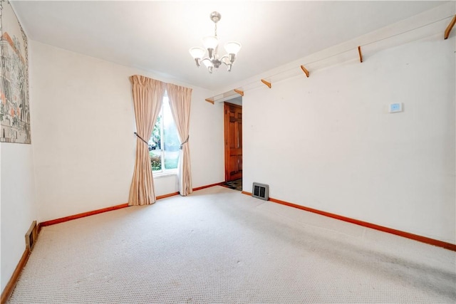 612 Highview Rd, Baldwin Twp, PA 15234 - spare room featuring a chandelier, carpet flooring, and baseboards