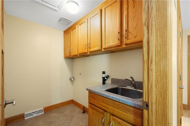 511 Clubview Dr, Peters Twp, PA 15317 - laundry room with cabinet space, washer hookup, baseboards, and light tile patterned floors