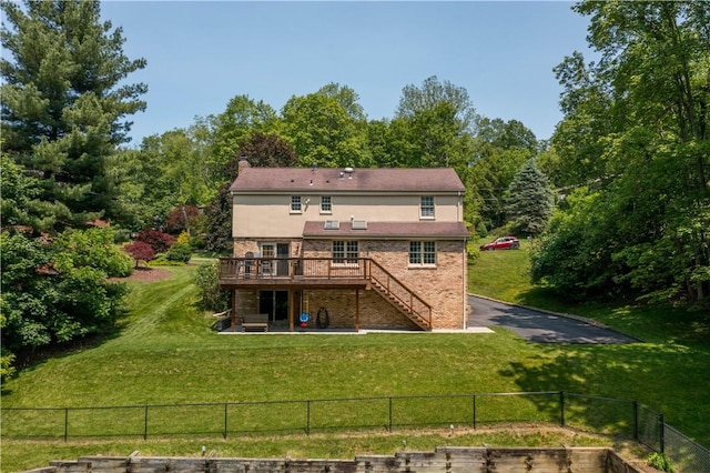 511 Clubview Dr, Peters Twp, PA 15317 - back of house with stairs, a deck, asphalt driveway, and brick siding