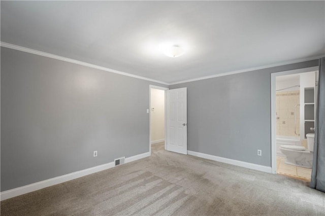 1064 Glen Oak Dr, Bethel Park, PA 15102 - unfurnished bedroom featuring crown molding, carpet floors, and ensuite bath