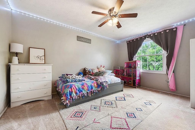 504 Diablo Dr, Bethel Park, PA 15102 - carpeted bedroom featuring a textured ceiling and a ceiling fan