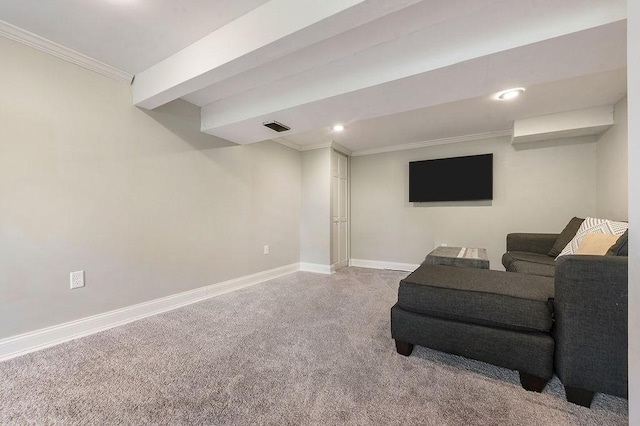 504 Diablo Dr, Bethel Park, PA 15102 - finished below grade area featuring baseboards, ornamental molding, carpet flooring, and recessed lighting