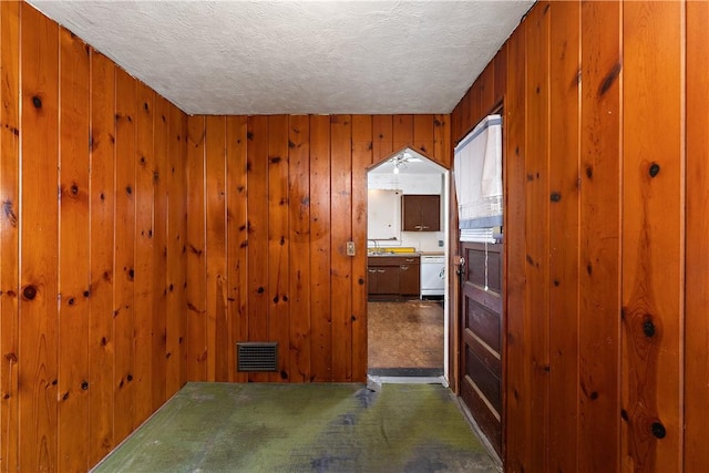 104 W Rd, Shaler, PA 15209 - empty room with a textured ceiling, wooden walls, and a sink