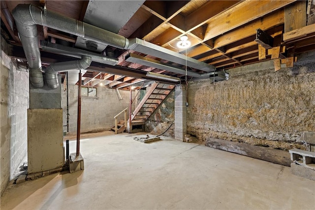 104 W Rd, Shaler, PA 15209 - unfinished below grade area featuring stairway and heating unit