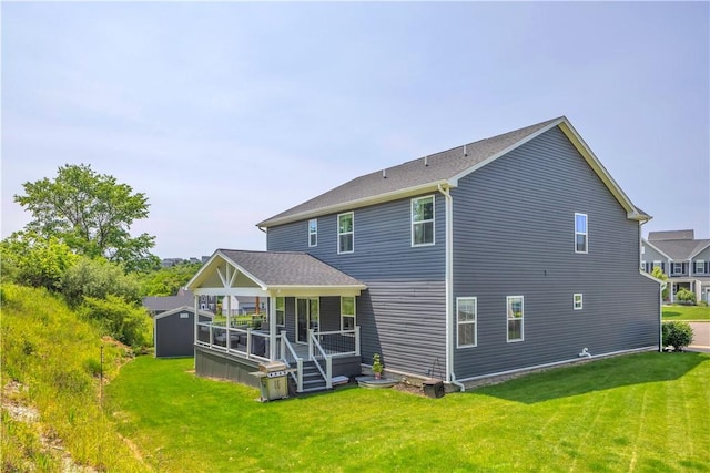 121 Derby Ln, North Fayette, PA 15071 - back of house featuring a lawn and a deck