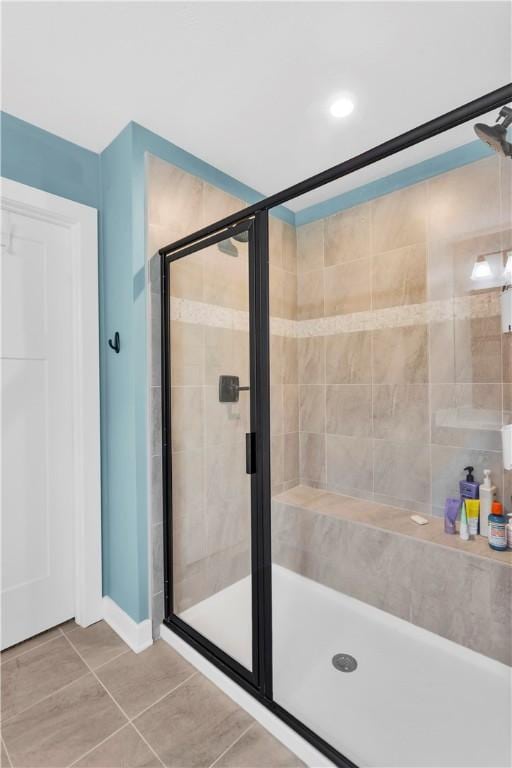 121 Derby Ln, North Fayette, PA 15071 - full bathroom featuring a stall shower and tile patterned flooring