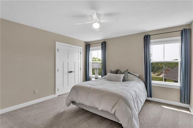 121 Derby Ln, North Fayette, PA 15071 - bedroom featuring baseboards, carpet flooring, a closet, and ceiling fan