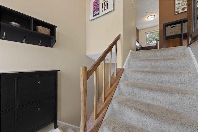 119 Summit Ridge Dr, Bridgeville, PA 15017 - stairs featuring baseboards and carpet floors