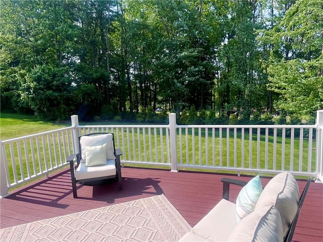 138 Willow Run Dr, Center Twp But, PA 16001 - wooden deck featuring a lawn and view of scattered trees