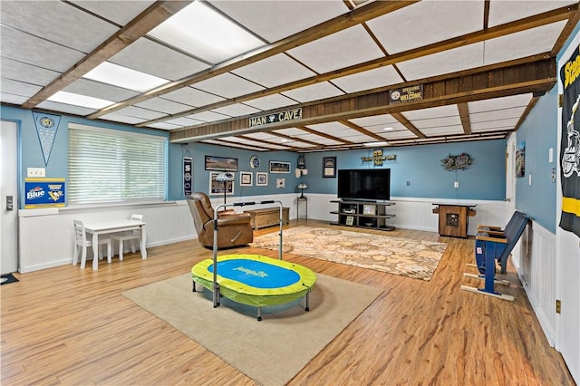 227 Shady Knoll Dr, Scott Twp Sal, PA 15220 - rec room featuring wood finished floors and a wainscoted wall