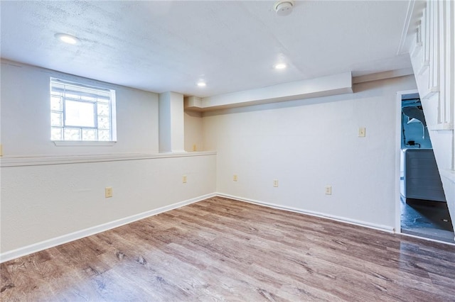 149-151 French St, Hempfield Twp Wml, PA 15601 - basement featuring wood finished floors, baseboards, and recessed lighting