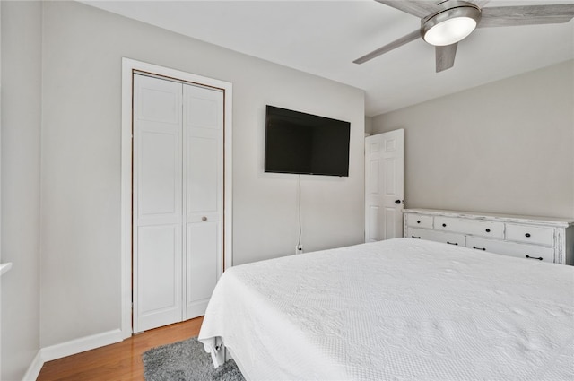 3702 School Rd, Murrysville, PA 15668 - bedroom featuring light wood finished floors, a closet, ceiling fan, and baseboards
