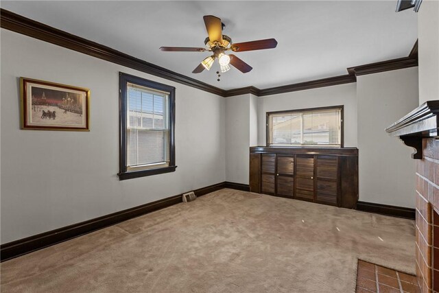 1623 Villanova, Morningside, PA 15206 - unfurnished bedroom with ornamental molding, multiple windows, carpet flooring, and baseboards