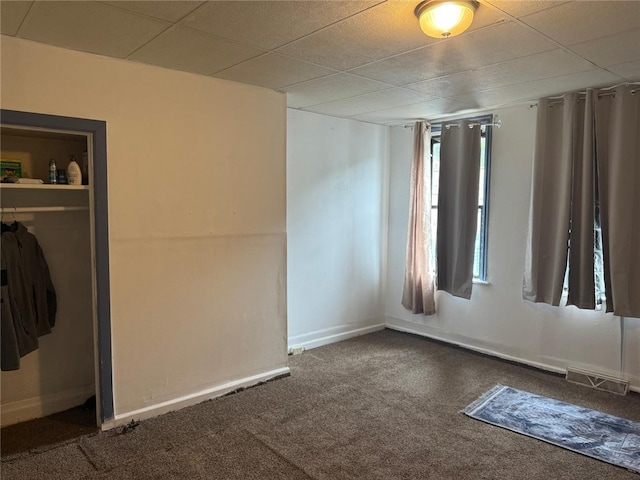 1704 High St, Spring Garden, PA 15212 - unfurnished bedroom with carpet floors, baseboards, a drop ceiling, and a closet