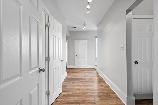 2532 Larkins Way S, Side, PA 15203 - corridor with wood finished floors, baseboards, and track lighting