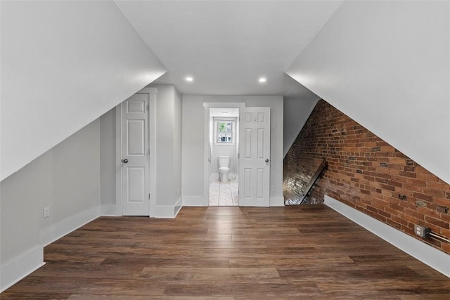 2532 Larkins Way S, Side, PA 15203 - additional living space featuring brick wall, wood finished floors, baseboards, and recessed lighting