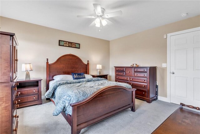 2246 Shannon Mills Dr, Connoquenessing Twp, PA 16053 - bedroom with a ceiling fan, light colored carpet, and baseboards