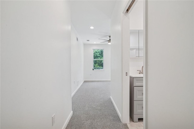 80 Butler St, Valencia Boro, PA 16059 - corridor featuring light carpet, baseboards, and recessed lighting